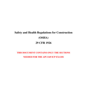 29 CFR 1926 Safety And Health Regulations For Construction