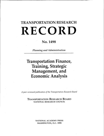 TRANSPORTATION RESEARCH RECORD