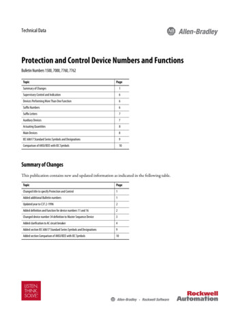 Protection And Control Device Numbers And Functions