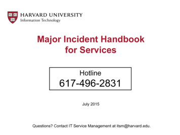 Major Incident Handbook For Services - Harvard University