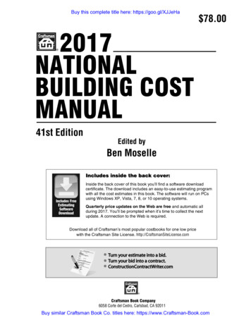 2017 National Building Cost Manual - Craftsman Book