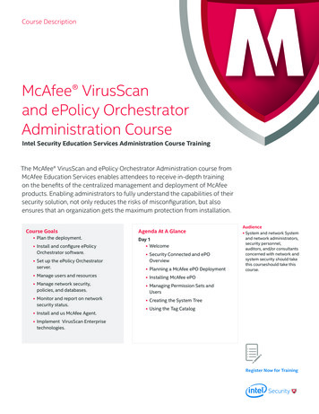 McAfee VirusScan & EPolicy Orchestrator Administration .