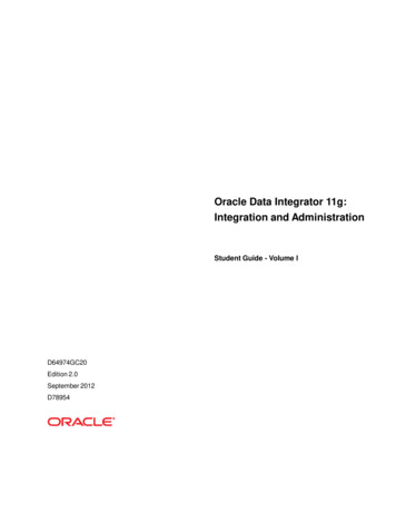 Oracle Data Integrator 11g: Integration And Administration