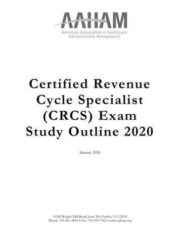 Certified Revenue Cycle Specialist (CRCS) Exam Study .