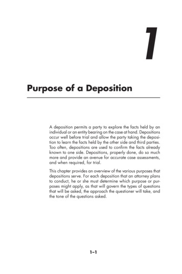 Purpose Of A Deposition - Legacy.pli.edu