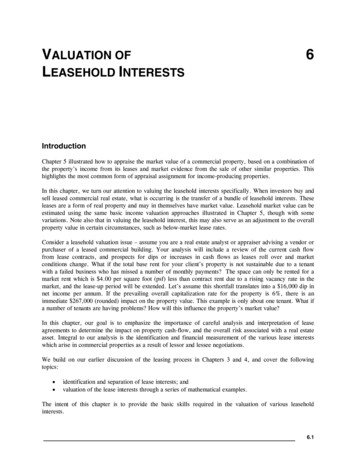 VALUATION OF LEASEHOLD INTERESTS