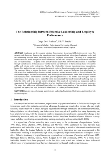 The Relationship Between Effective Leadership And Employee .