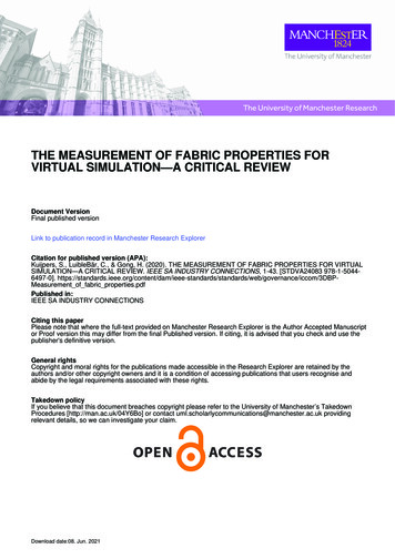THE MEASUREMENT OF FABRIC PROPERTIES FOR VIRTUAL .