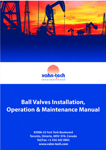 Ball Valves Installation, Operation & Maintenance Manual