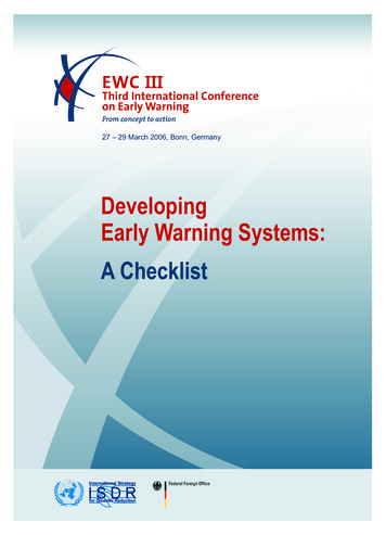 Developing Early Warning Systems: A Checklist