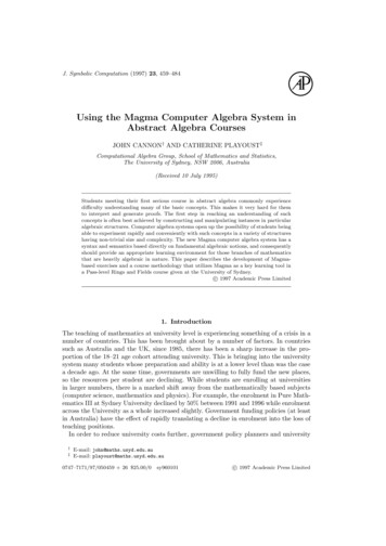 Using The Magma Computer Algebra System In Abstract .