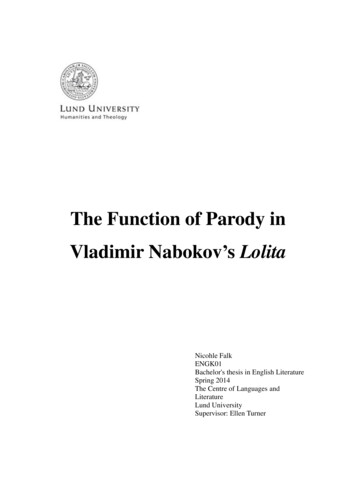The Function Of Parody In Vladimir Nabokov S Lolita