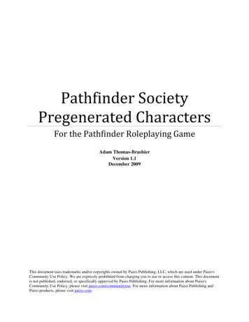 Pathfinder Society Pregenerated Characters