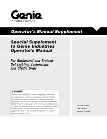 Parts Manual Operator's Manual Supplement - Genie