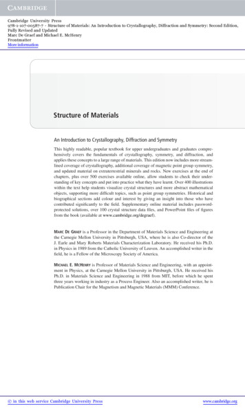 Structure Of Materials - Cambridge University Press
