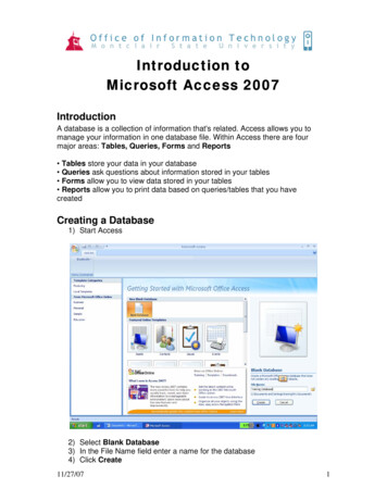 Introduction To Microsoft Access 2007 - Montclair