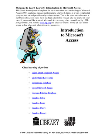 Introduction To Microsoft Access - LFPL