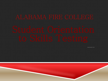 Student Orientation To Skills Testing - Alabama Fire College