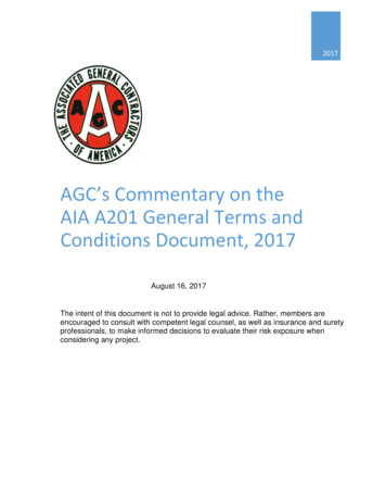 AGC’s Commentary On The AIA A201 General Terms And .