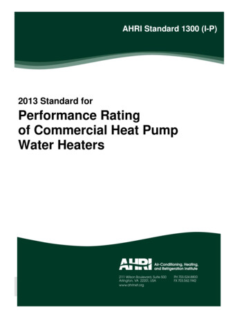 2013 Standard For Performance Rating Of Commercial Heat .