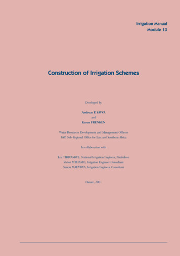 Construction Of Irrigation Schemes - FAO