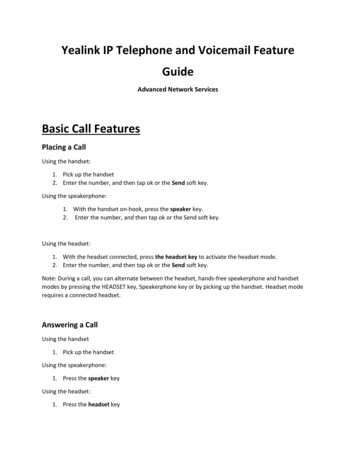 Yealink IP Telephone And Voicemail Feature Guide