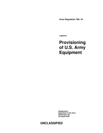 Provisioning Of U.S. Army Equipment