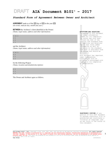 Standard Form Of Agreement Between Owner And Architect