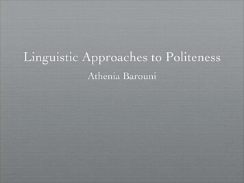Linguistic Approaches To Politeness