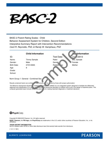 BASC-2 Q-global Interpretive Summary With Intervention .