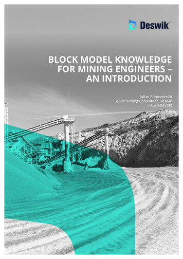 BLOCK MODEL KNOWLEDGE FOR MINING ENGINEERS – AN 