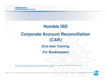 Humble ISD Corporate Account Reconciliation (CAR