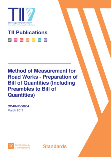 Method Of Measurement For Road Works - Preparation Of Bill .
