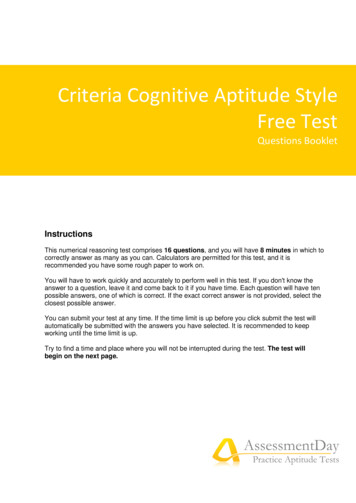 Criteria Cognitive Aptitude Style Free Test