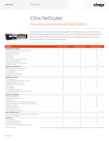 Citrix NetScaler - The World's Most Advanced Cloud Network .
