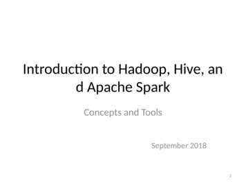 Introduction To Hadoop, Hive, An D Apache Spark