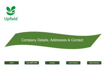 Company Details, Addresses & Contact