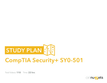 STUDY PLAN CompTIA Security SY0-501 - CBT Nuggets