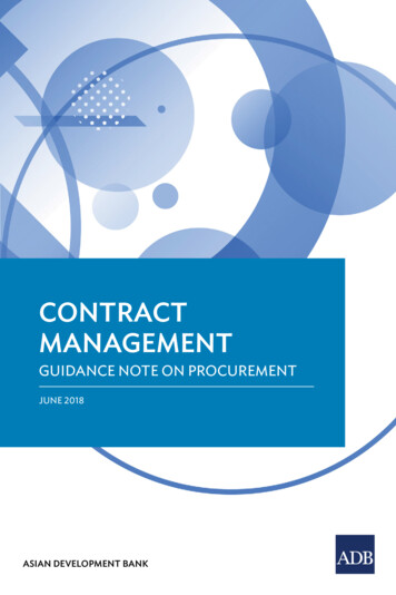 Guidance Note On Procurement: Contract Management