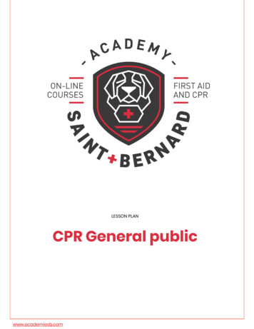 LESSON PLAN CPR General Public - Académie Saint-Bernard
