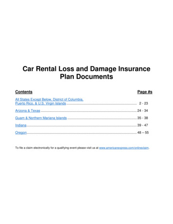 Car Rental Loss And Damage Insurance . - American Express
