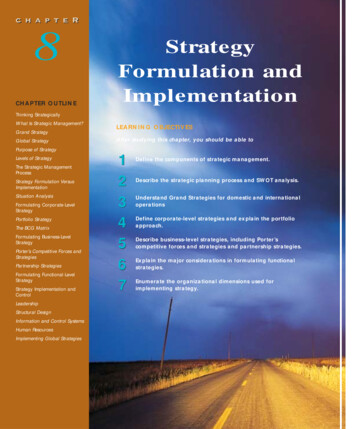 8 Strategy Formulation And Implementation