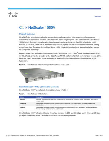 Citrix NetScaler 1000V Data Sheet - Cisco 