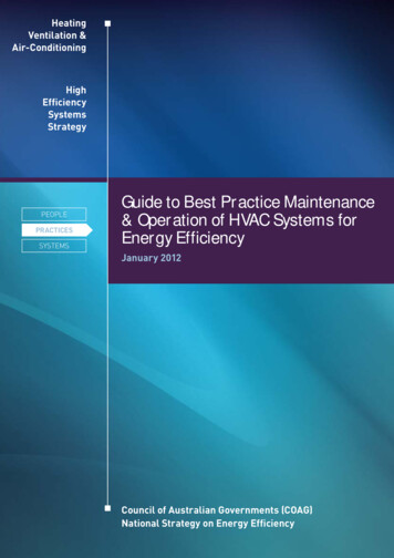 Guide To Best Practice Maintenance & Operation Of HVAC .