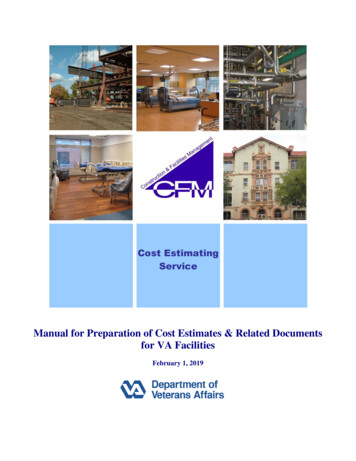 Manual For Preparation Of Cost Estimates & Related .