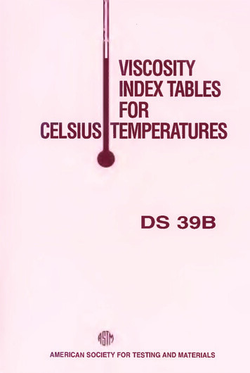 VISCOSITY INDEX TABLES - ASTM