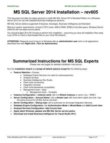 DataSelf Corp. MS SQL Server 2014 Installation Guide MS .