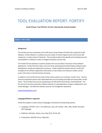 TOOL EVALUATION REPORT: FORTIFY