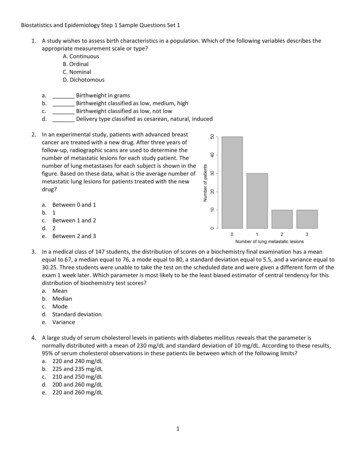 Biostatistics And Epidemiology Step 1 Sample Questions Set .