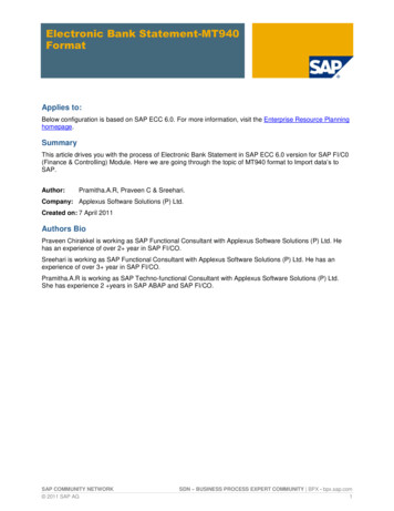 Electronic Bank Statement-MT940 Format - SAP